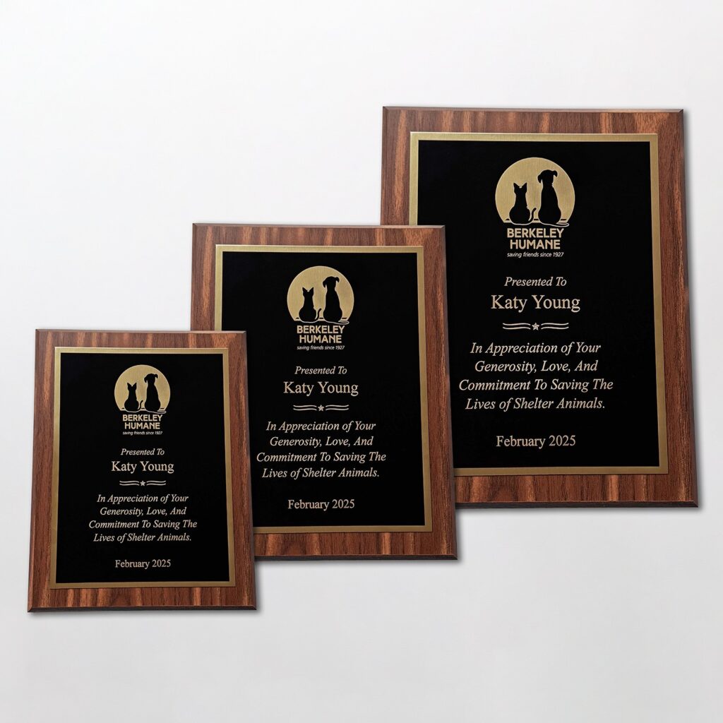 Walnut Finish Plaque with Black/Gold plate – Clearlite Trophies